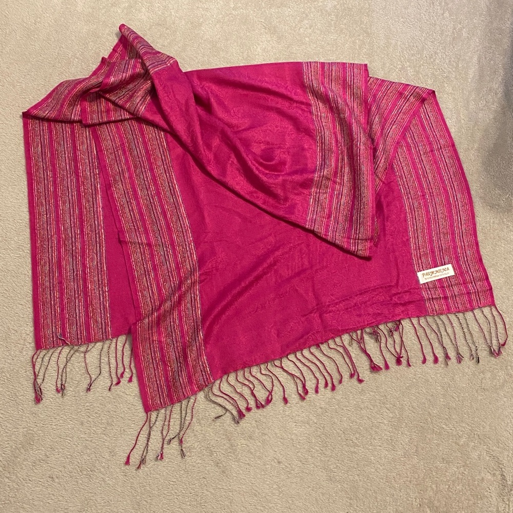 Pashmina and silk long scarf